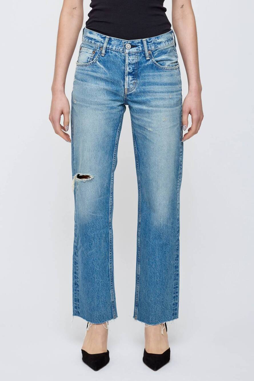 NEW MOUSSY frankford straight-low jeans in blue mv